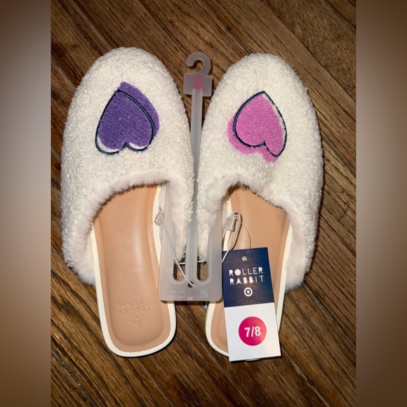 Roller Rabbit Shoes - Roller Rabbit x Target Disco Hearts Wave Fuzzy House Slipper. NWT.